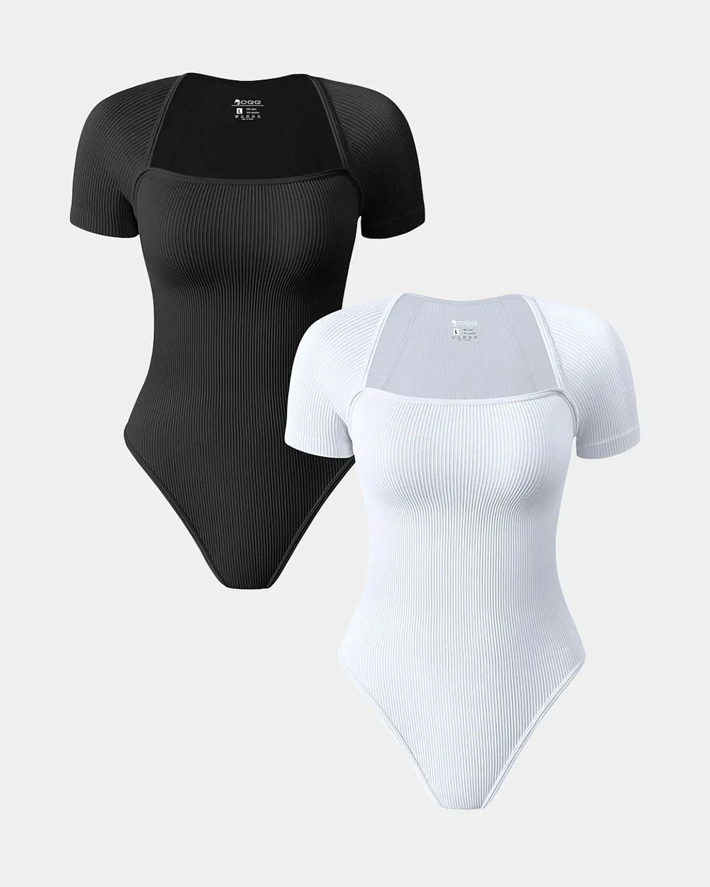 Short Sleeve  Ribbed  Saquare Neck Bodysuits