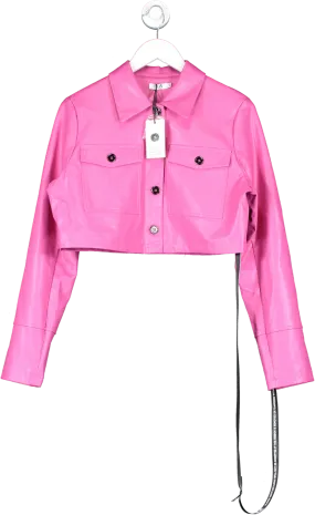 SLA the label Pink Paige Faux Leather Cropped Jacket UK XS