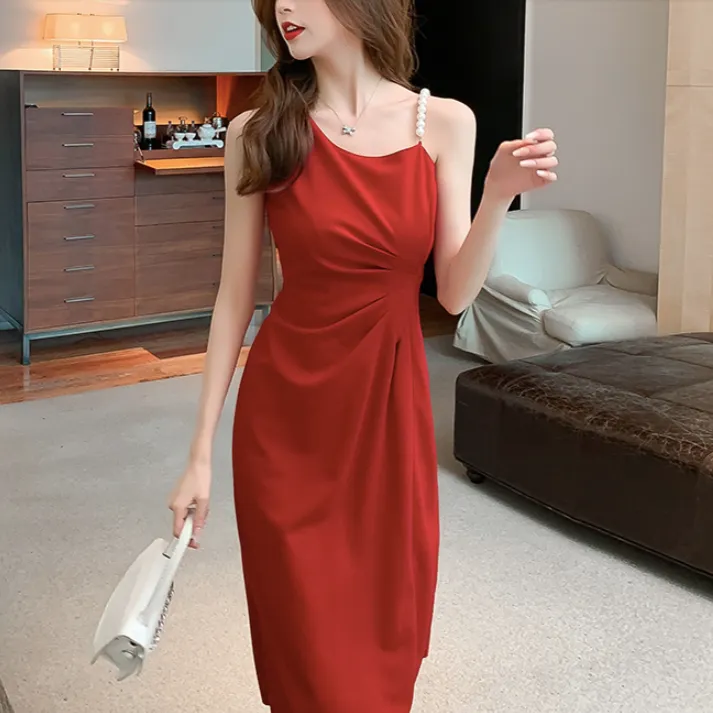 Slip Dress with Pearly Strap