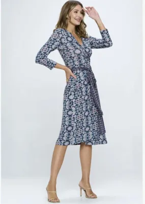 Sophisticated Floral Jersey Wrap Dress Made in USA