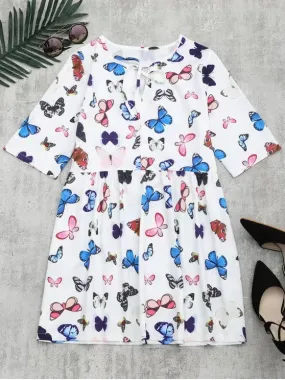 TastyHottie - Pretty Butterfly Print Bowtie Dress