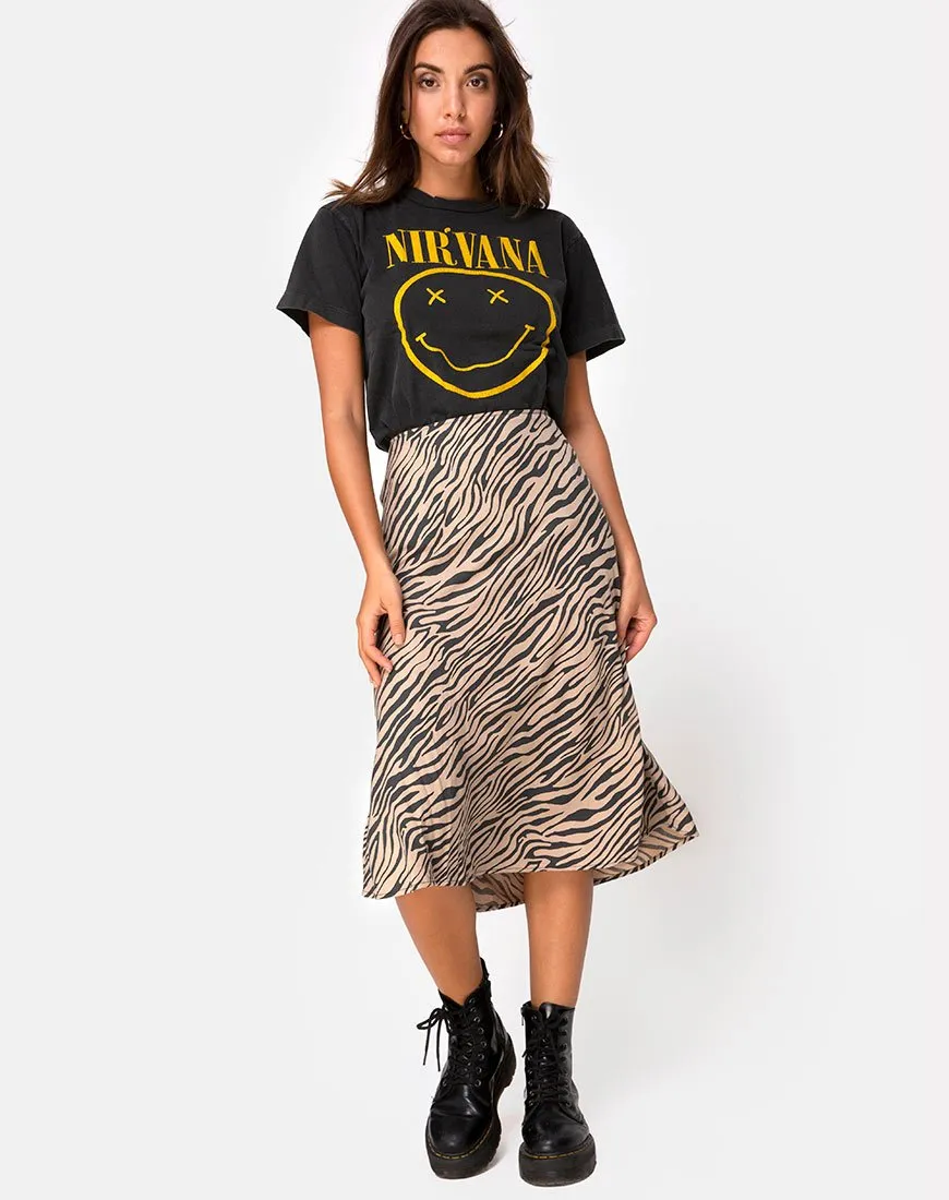 Tauri Midi Skirt in 90's Zebra Taupe