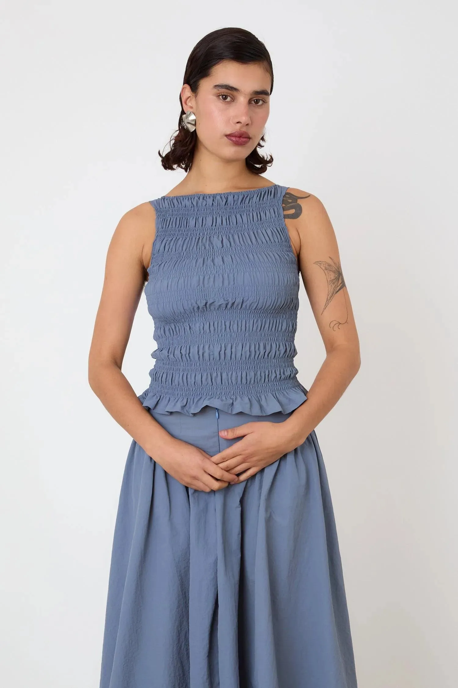 The Deba Midi Skirt, Denim Blue