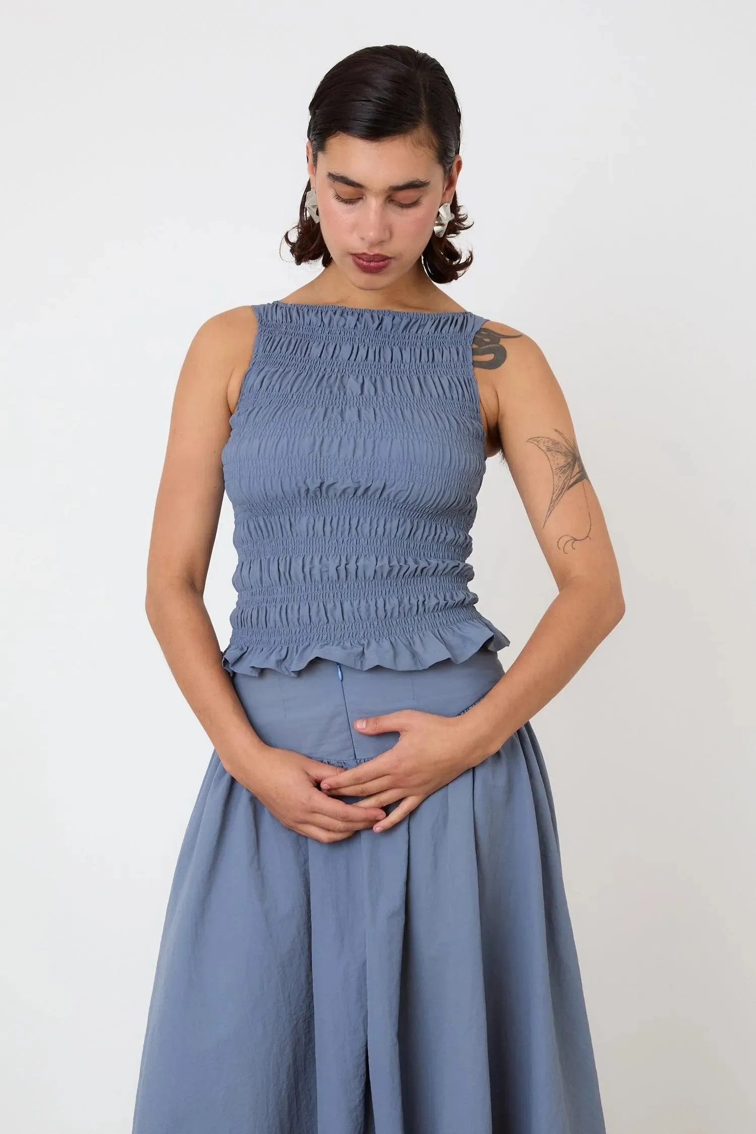 The Deba Midi Skirt, Denim Blue