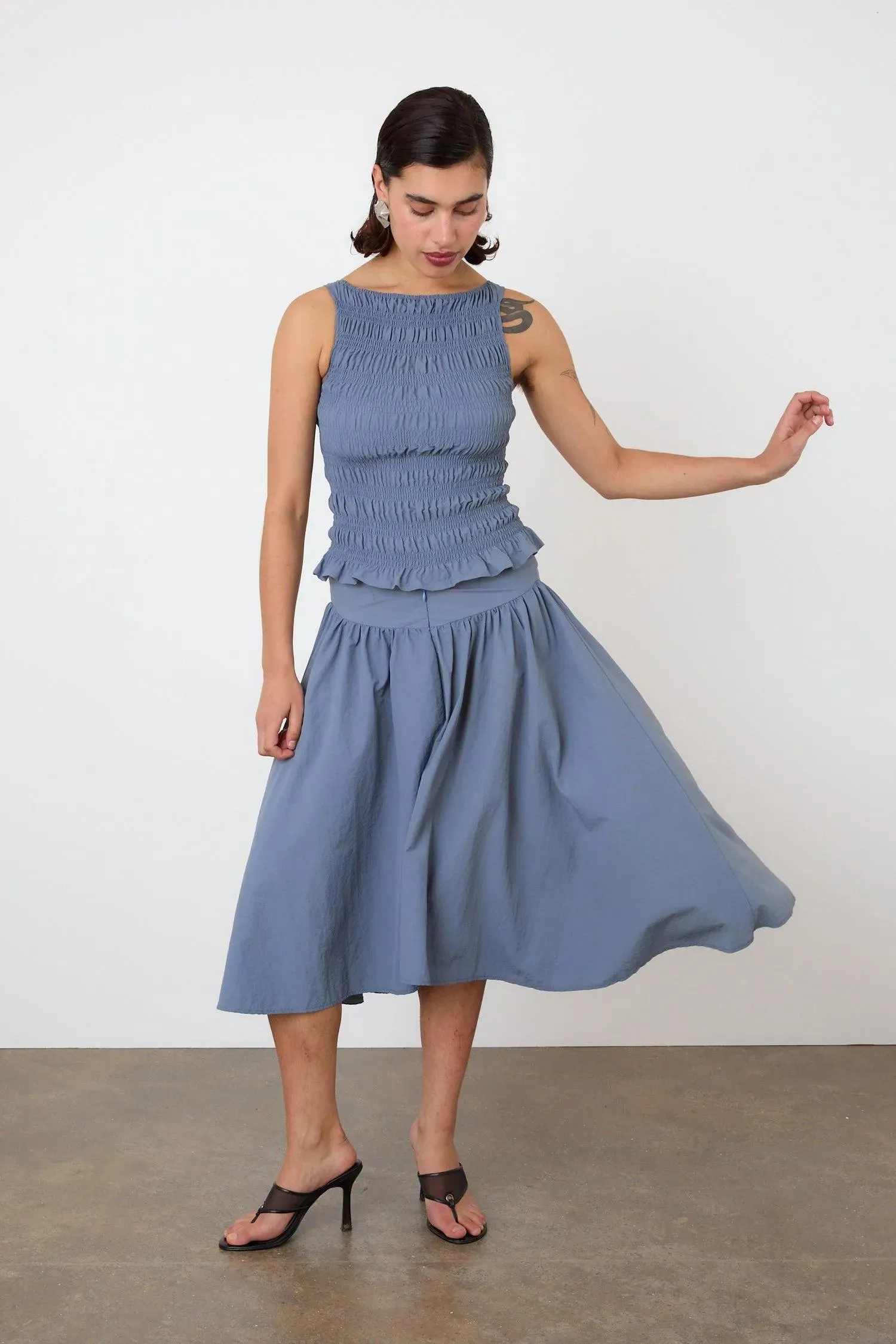 The Deba Midi Skirt, Denim Blue