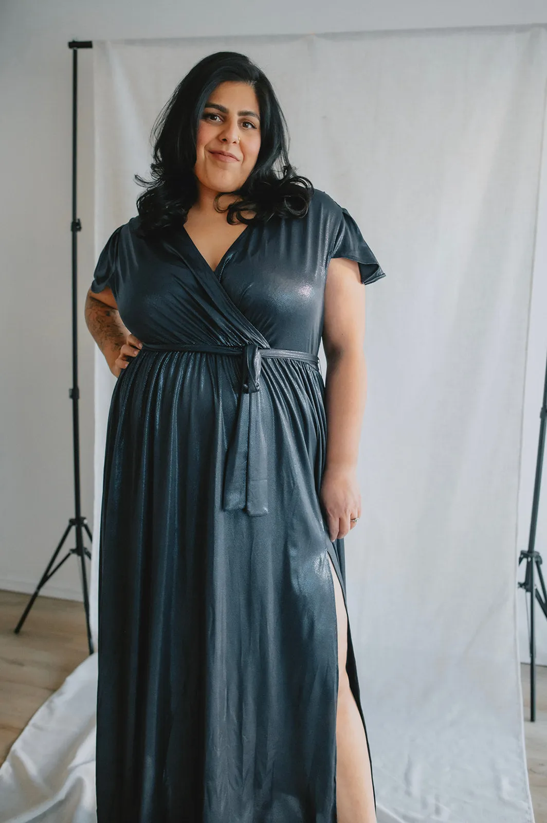 The Gabriella Shimmer Wrap Dress - PLUS