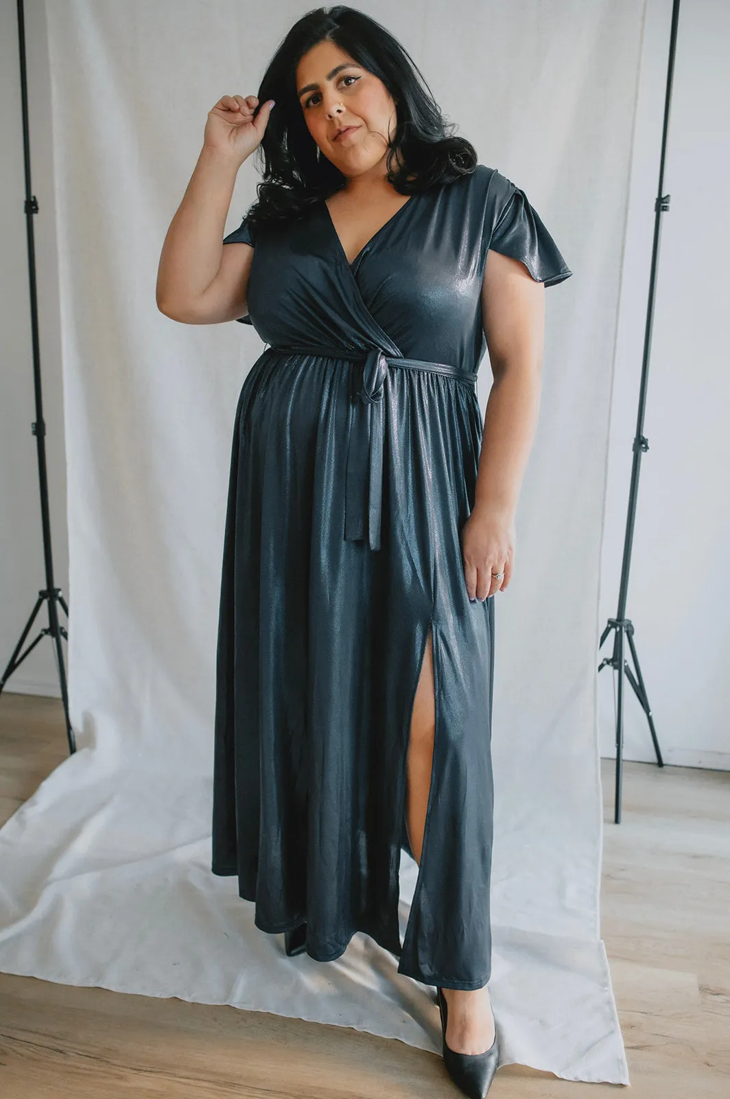 The Gabriella Shimmer Wrap Dress - PLUS