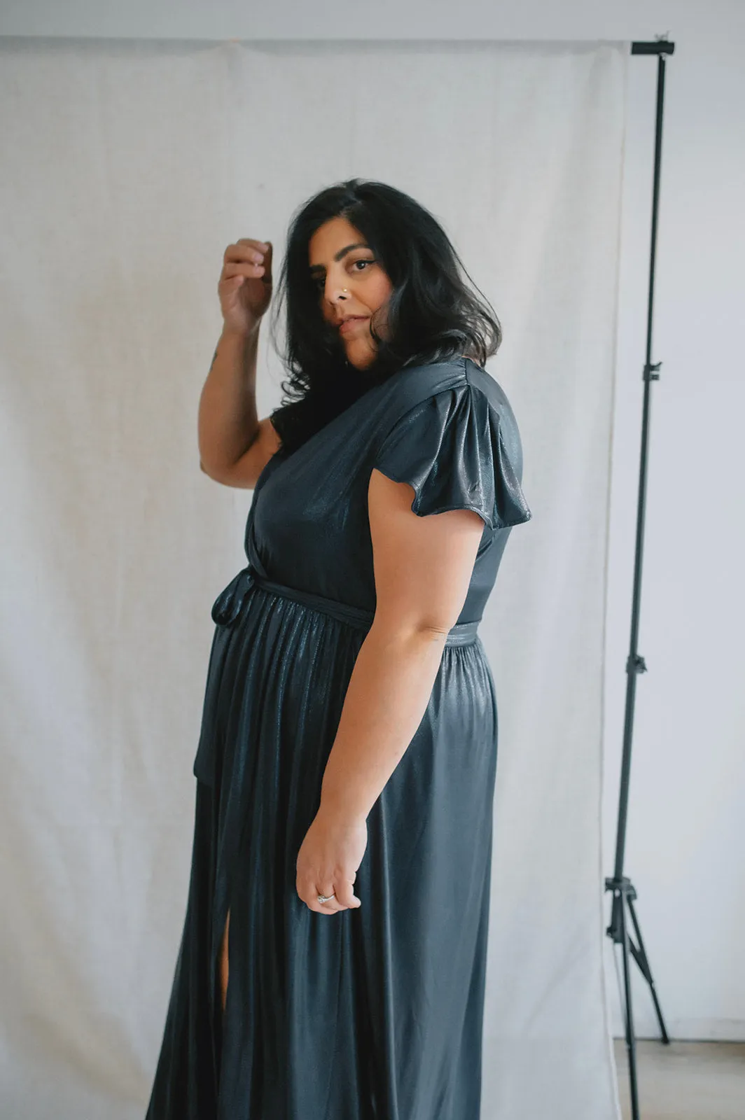 The Gabriella Shimmer Wrap Dress - PLUS