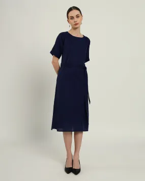 The Tayma Daisy Midnight Blue Linen Dress