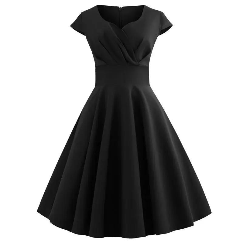 V-Neck Big Swing Vintage Dress