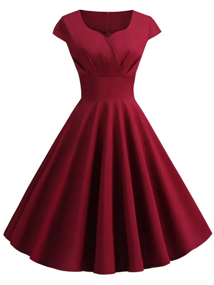 V-Neck Big Swing Vintage Dress