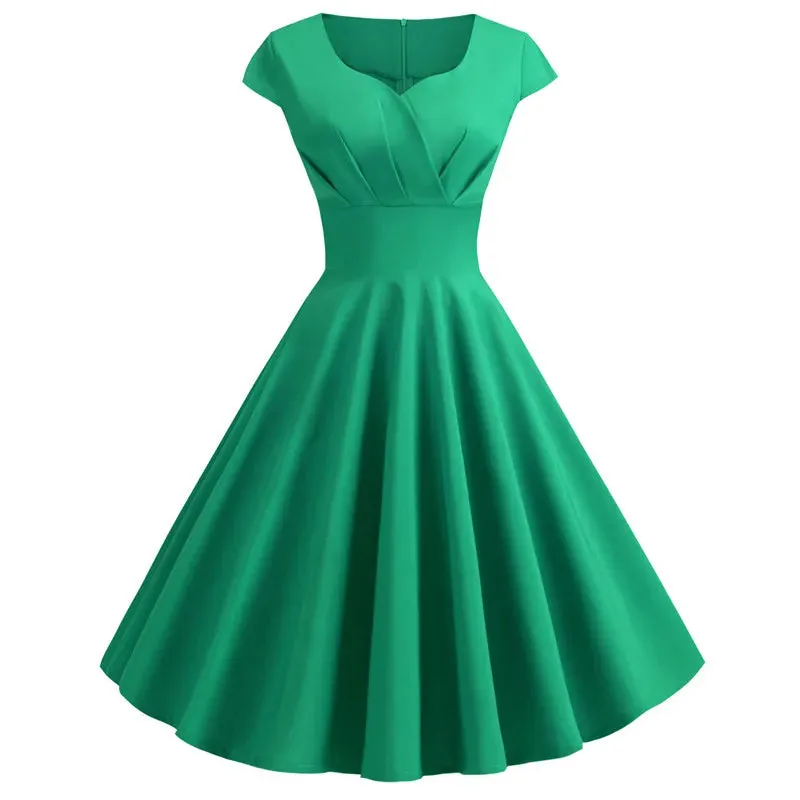 V-Neck Big Swing Vintage Dress