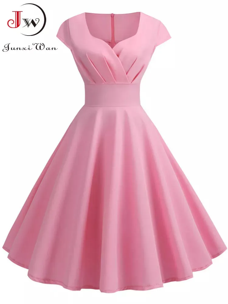 V-Neck Big Swing Vintage Dress