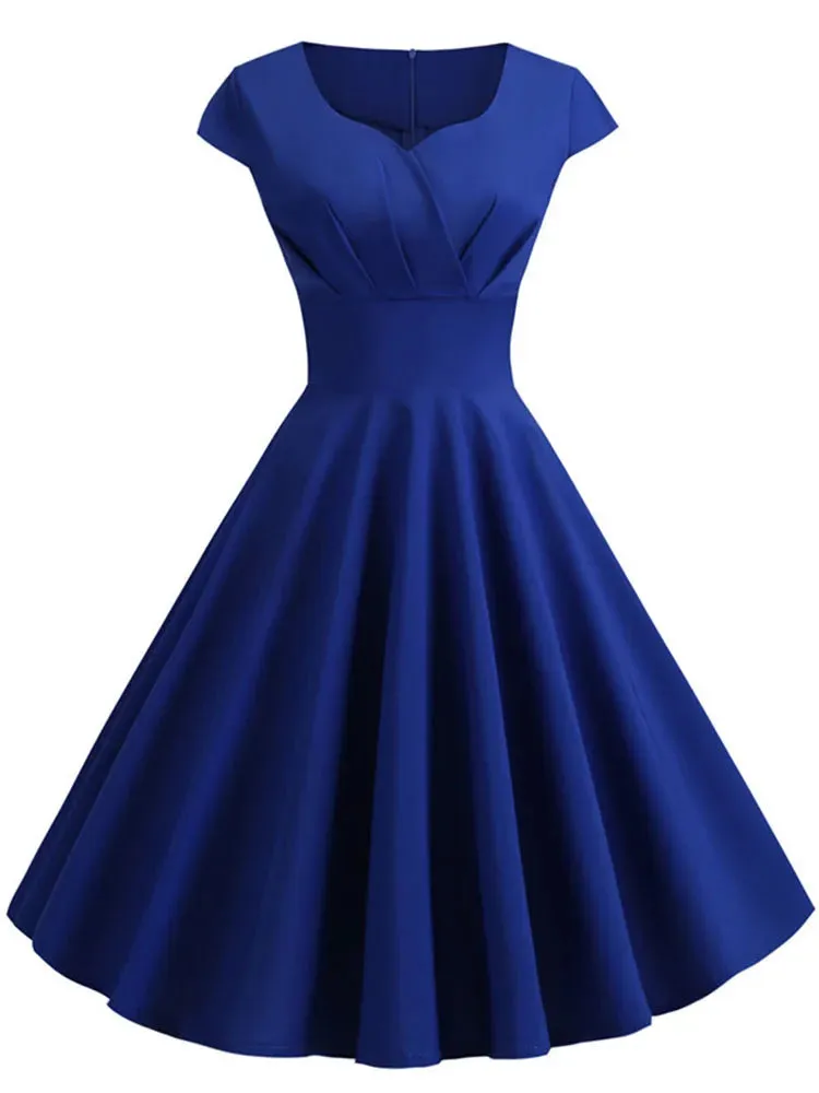 V-Neck Big Swing Vintage Dress