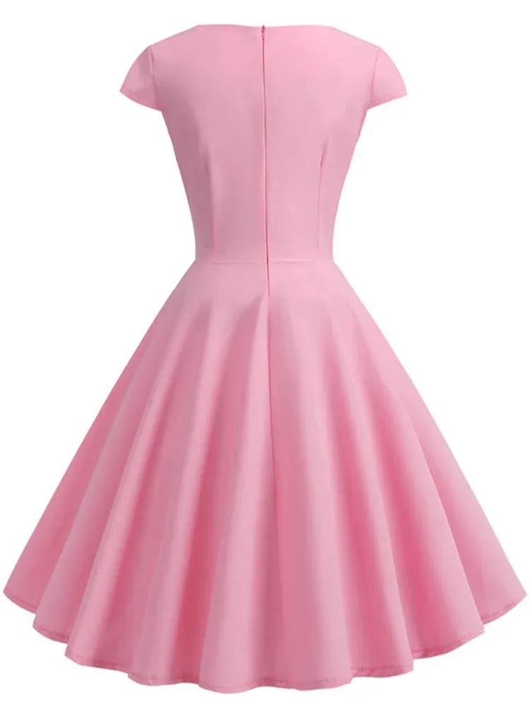 V-Neck Big Swing Vintage Dress