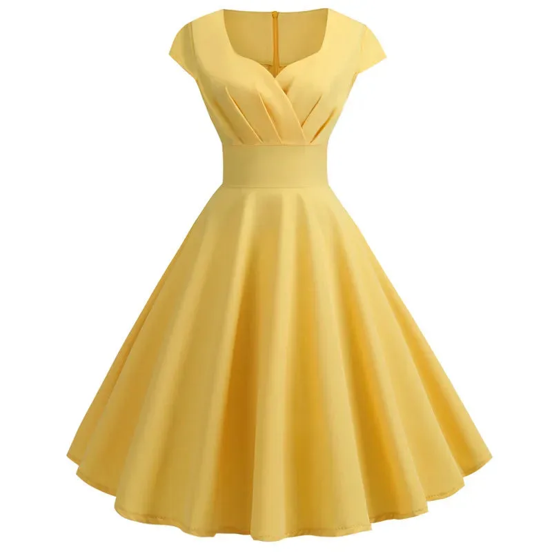 V-Neck Big Swing Vintage Dress