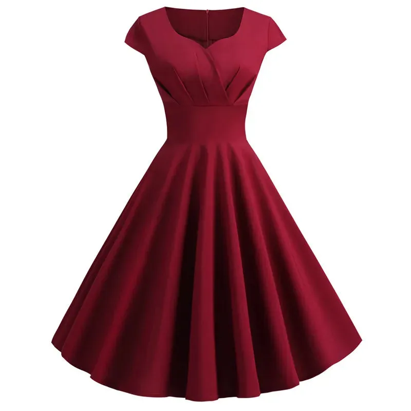 V-Neck Big Swing Vintage Dress