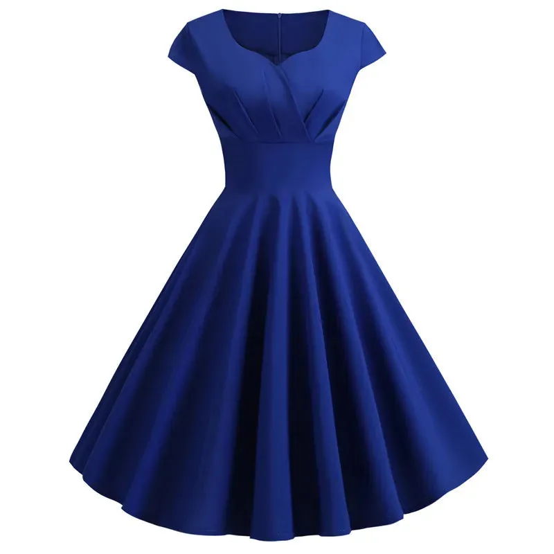 V-Neck Big Swing Vintage Dress