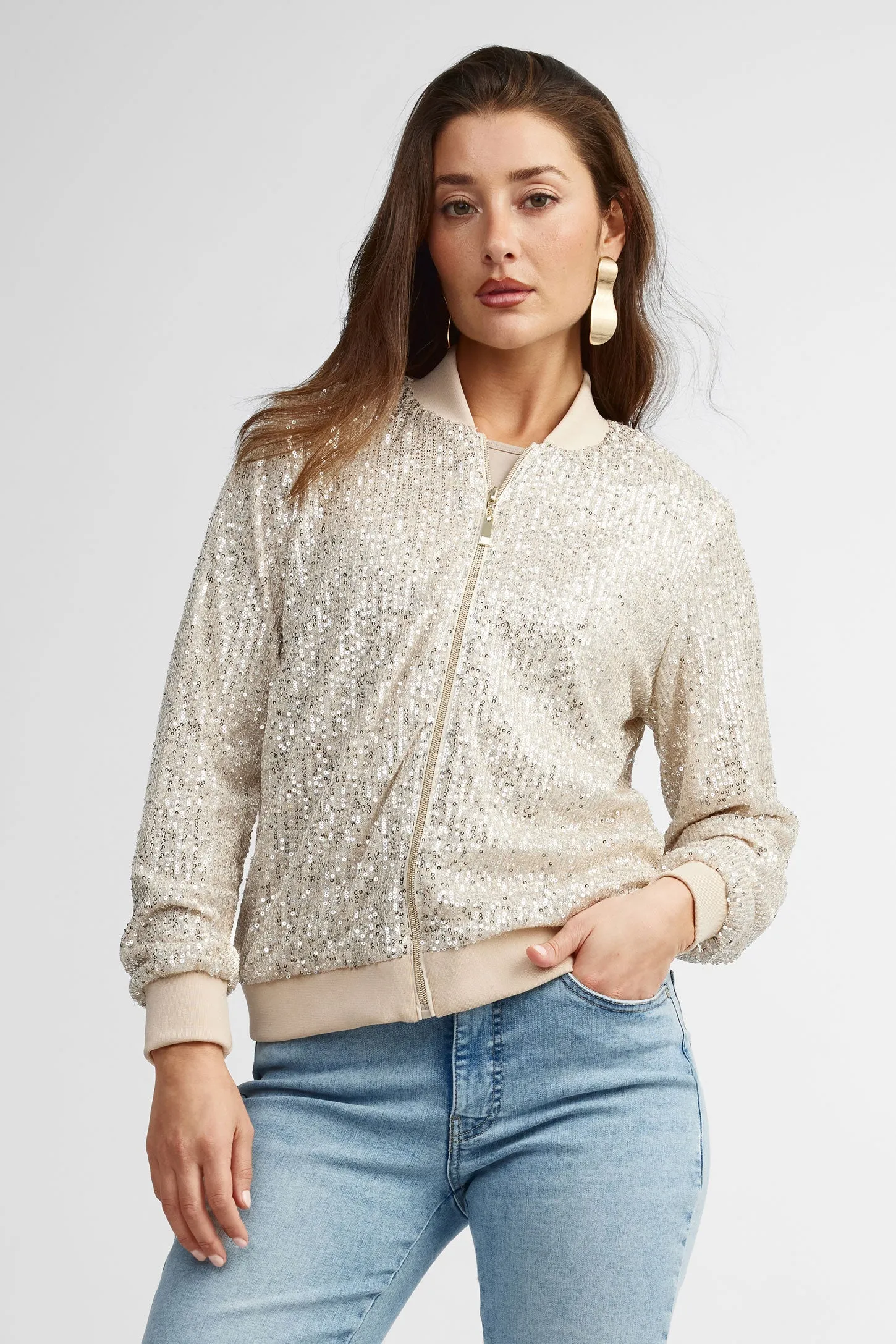 Veste bomber à paillettes - Femme