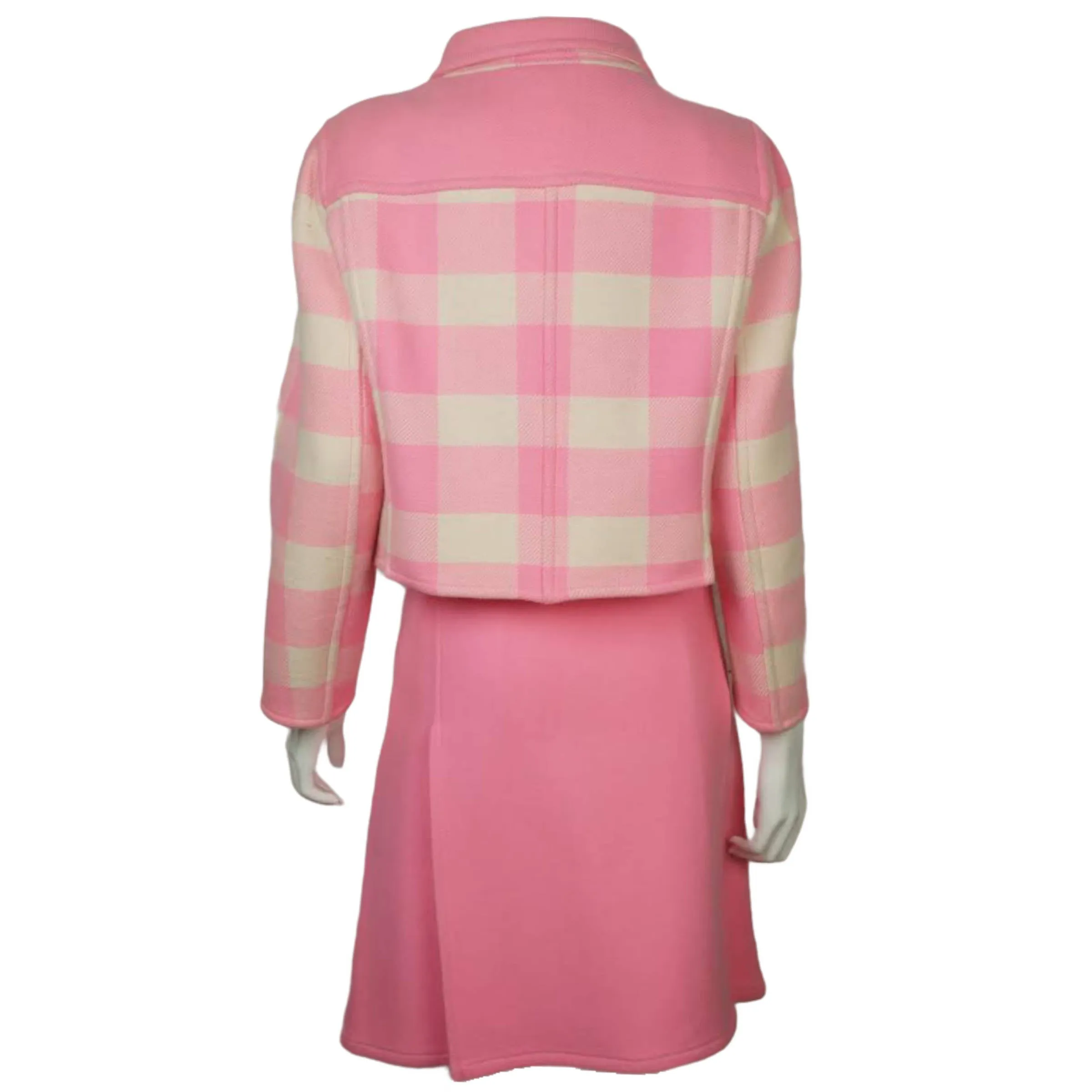 Vintage 1980s Courreges Suit Skirt & Jacket Pink Wool Sz 40