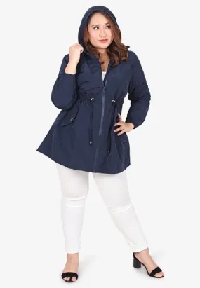 Windsor Plus Size Travel Windbreaker - Navy Blue