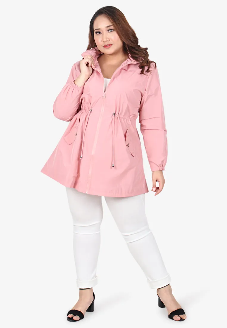 Windsor Plus Size Travel Windbreaker - Pink