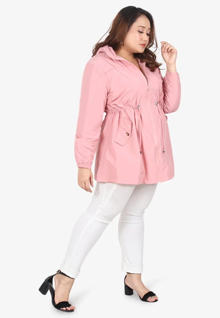 Windsor Plus Size Travel Windbreaker - Pink