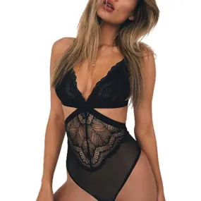 Women Sexy Lace Floral Bodysuit