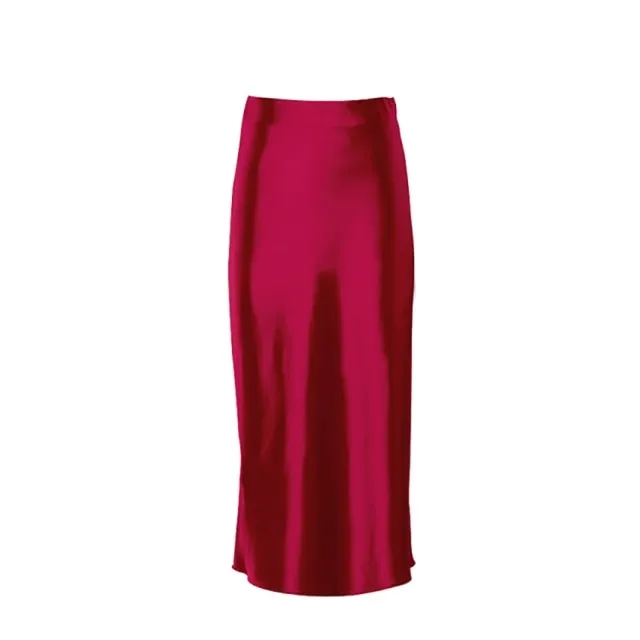 Women's Office Fashion Designer Satin Skirts (Midi)